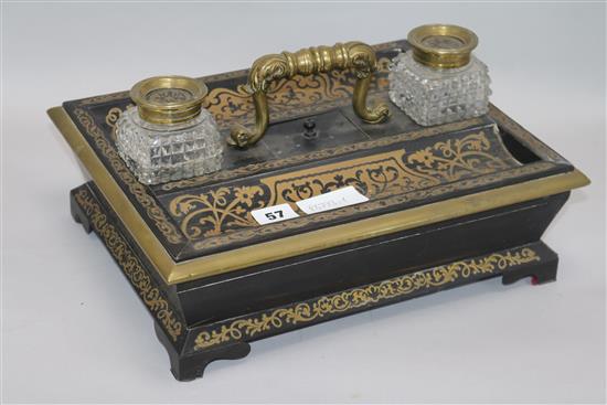 A Boulle desk stand, height 12cm width 35.5cm